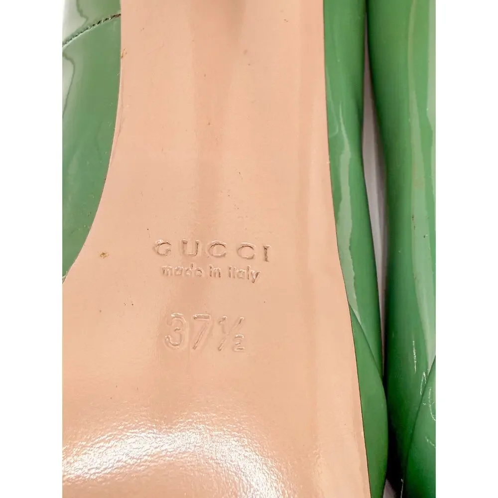Gucci Green Betty peep toe pumps size 37.5 - Picture 5 of 9
